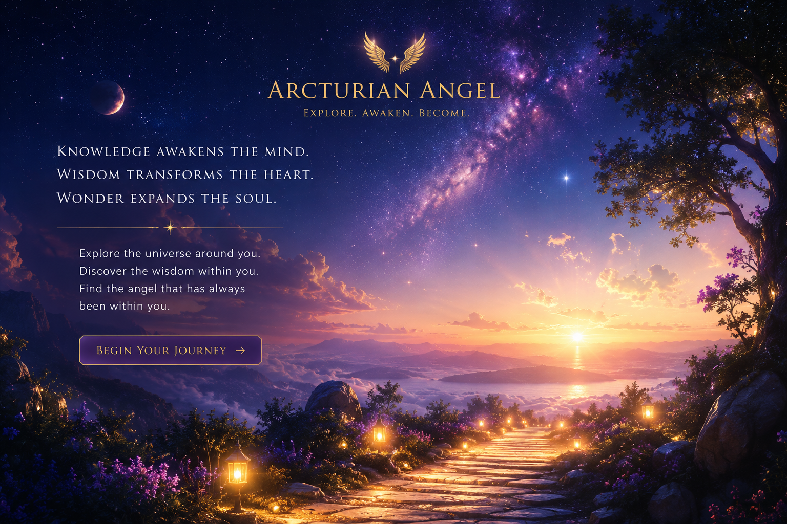 Celestial landscape representing knowledge, wisdom, and wonder