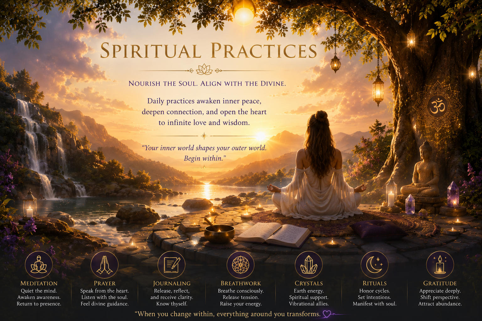 Meditation, prayer, journaling, gratitude, and grounding practices