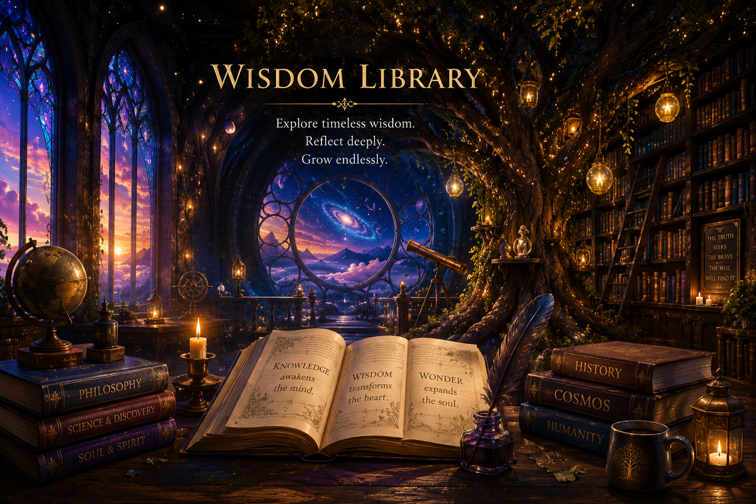The Wisdom Library, an imaginative celestial library